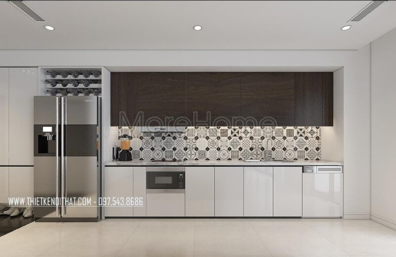 Trang trí nội thất phòng bếp chung cư với chất liệu gỗ công nghiệp Thiết kế phòng bếp, tủ bếp đẹp